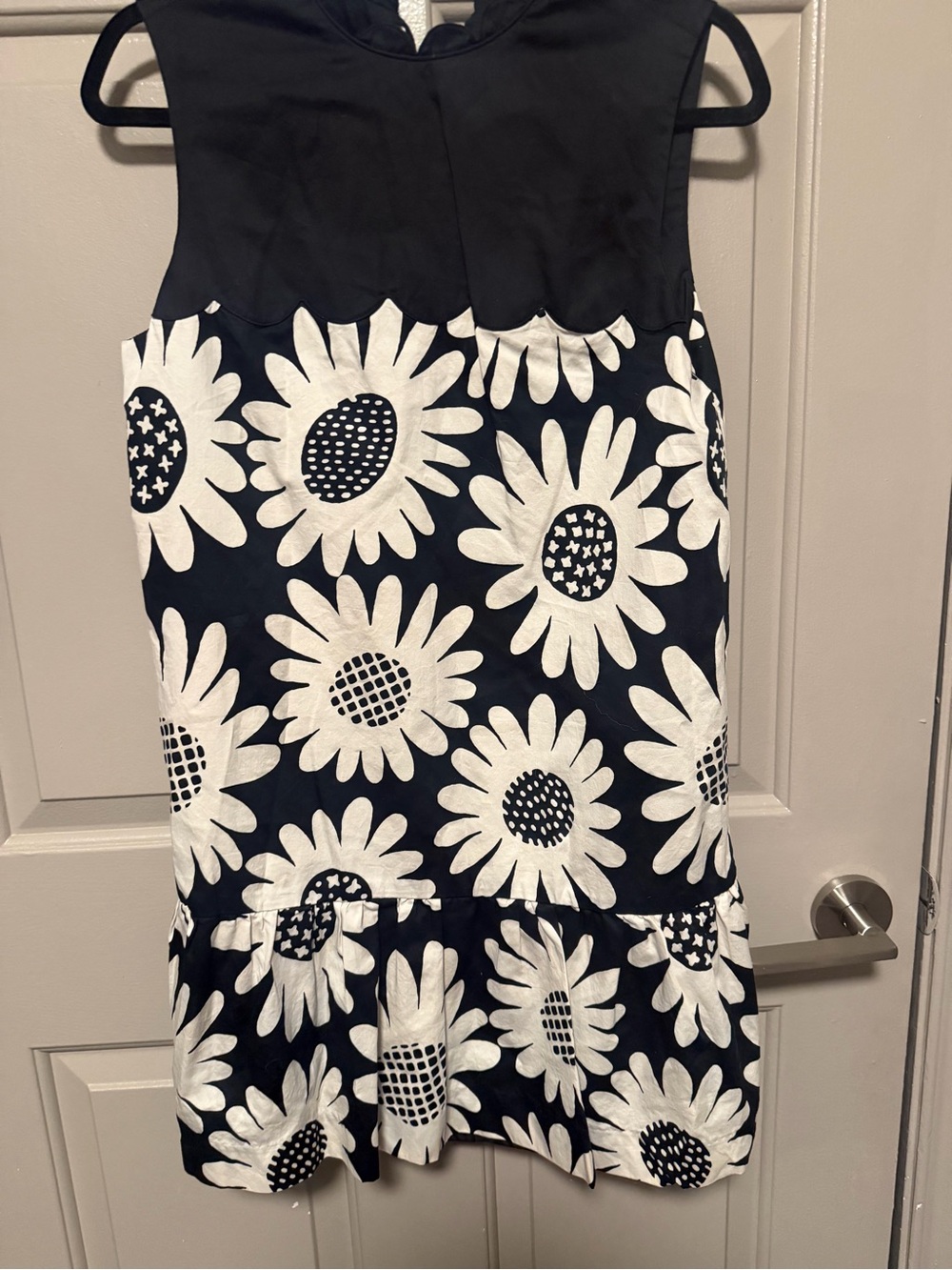 Victoria Beckham Black & White Daisy Print Midi Dress